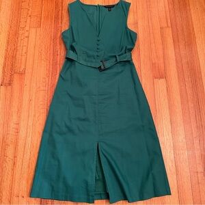 Banana Republic LINEN-COTTON MIDI SHIFT DRESS Green Size 0 (T)